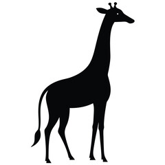 Elegant Black Silhouette of a Giraffe African Wildlife Vector Illustration