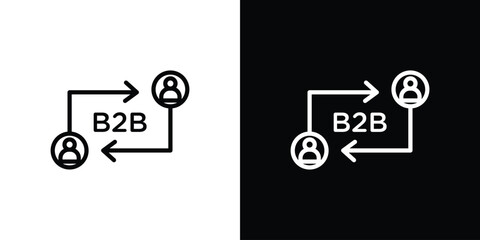B2B icon isolated silhouette on white background. Vector illustration.