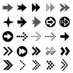 A comprehensive collection of diverse arrow icons, useful for various design applications