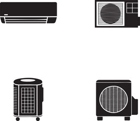 Air Conditioner silhouette set vector illustration isolated On Transparent Background