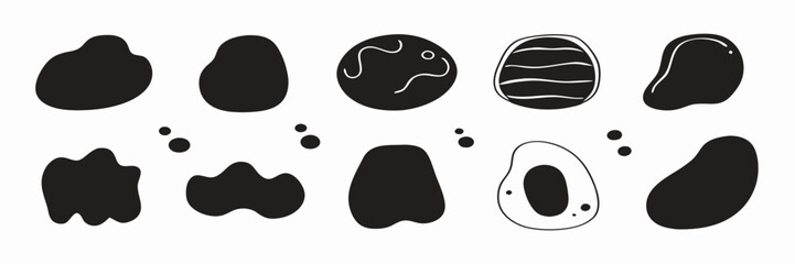 Collection of Hand-Drawn Food Shapes: Steak, Egg, and More