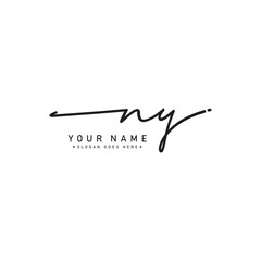 Initial Signature Logo for Letter NY - Vector Logo Template in Handwritten Signature Style