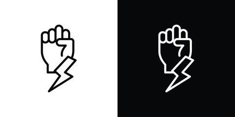 Hand with Power icon isolated silhouette on white background. Vector illustration.