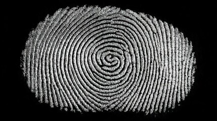 Fingerprint detail whorls, ridges against black ground