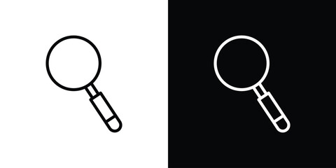 Magnifying glass icon isolated silhouette on white background. Vector illustration.