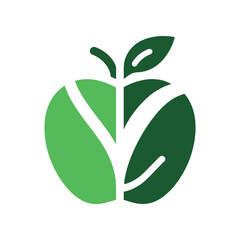 Green apple logo with leaf design symbolizing freshness and health in a minimalist style