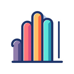 Colorful bar graph representing data analysis with a modern design and subtle shadow effects