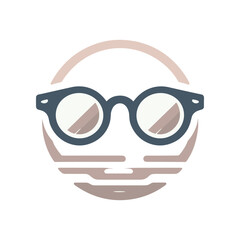 Stylized illustration of glasses against a circular background, emphasizing modern eyewear design