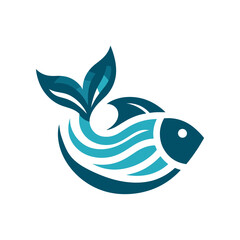 Stylized fish logo with flowing water elements, representing aquatic themes and nature