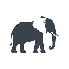 Silhouette of an elephant standing gracefully against a plain background, symbolizing wildlife