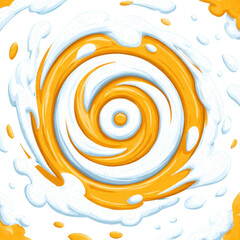 Spiraling Swirl of Bright Yellow and White Colors Creating Dynamic Fluid Motion in Abstract Art Style Transparent background or PNG