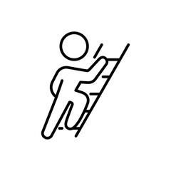 Climbing stairs iconography illustration. Simple outline person activity icon.