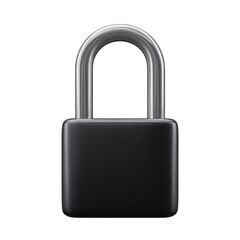 Black metal padlock with shiny silver shackle isolated on a white background for security and protection themes Transparent background or PNG