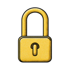 Bright Yellow Padlock Icon Representing Security and Protection in Digital and Physical Spaces Transparent background or PNG