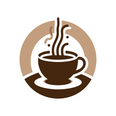 A steaming cup of coffee on a saucer, with a warm, inviting background suggesting a cozy café atmosphere