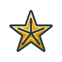 Golden star icon with a sleek design, symbolizing achievement and excellence, isolated