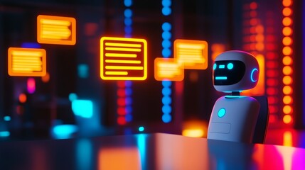 Cyberpunk Robot AI with Glowing Interface, future ,tech