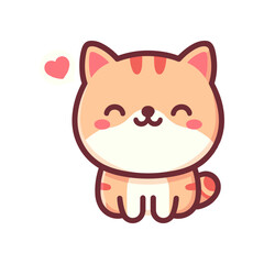 Cute cartoon cat character with a joyful expression and heart, set against a simple background