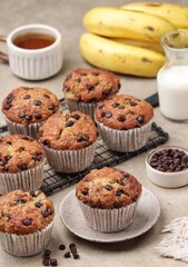 Banana muffins are made from a mixture of raw materials in the form of wheat flour and crushed banana.