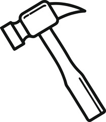 Line drawing of a hammer, outline vector art