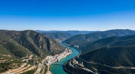 Mountain Hydropower Station and the Winding River
