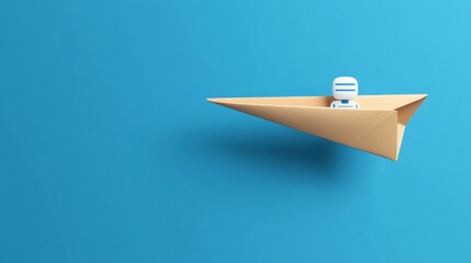 Robot Pilot in Paper Airplane, Blue Sky, business , innovation