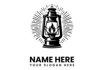 A vintage lantern illustration with radiating lines, ready for branding.