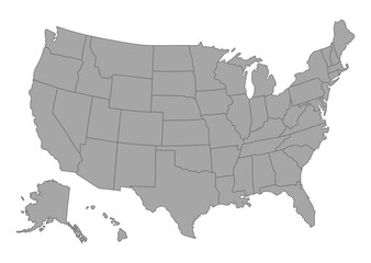 Blank United States Map with State Borders Vector Isolated