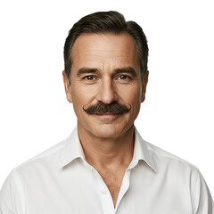 Obraz premium Mustache Man and smiling on white background