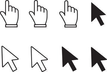 Fototapeta premium Mouse Cursor Pointer Icon Set Hand and Arrow
