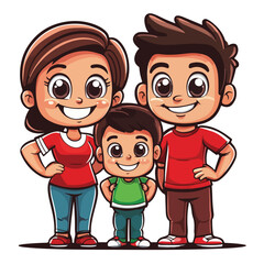 Parents with kids vector illustration isolated. Happy family