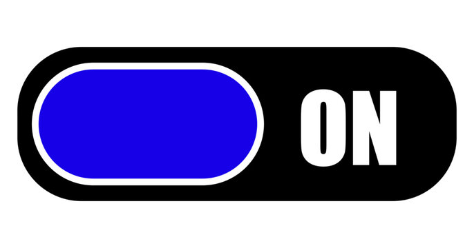 Flat minimalist on slider icon in outline style, vector EPS 10 format. Represents an activated toggle switch, perfect for user interface design, app settings, web controls, digital dashboard elements.