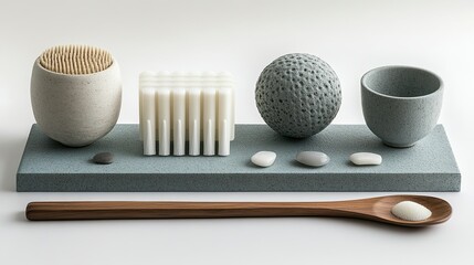 Spa wellness items on a white background, perfect for relaxation, self-care, and wellness imagery.