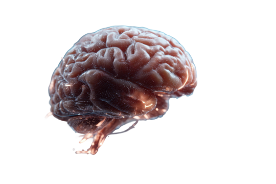 Human Brain with Neural Connections Isolated on Transparent Background

