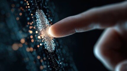 Finger unlocking digital security system; data stream background