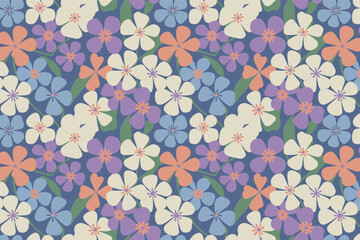 Retro floral print with daisies vector art illustration.