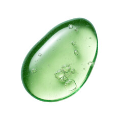 Green Gel Drop with Bubbles Isolated on Transparent Background

