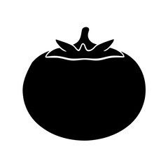 Fototapeta premium Minimalist black silhouette of a persimmon on a white background