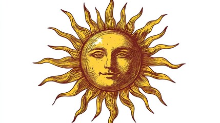 Sun Symbol PNG with Classic Iconic Representation on White Background for Weather Forecast, Astrology, and Digital Graphics