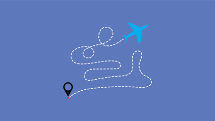 Airplane route vector illustration for travel destination and journey with dotted line