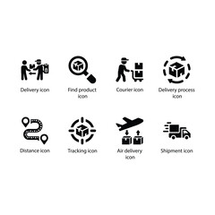 Delivery, Find product, Courier, Delivery process, Distance, Tracking, Air delivery, Shipment icon
