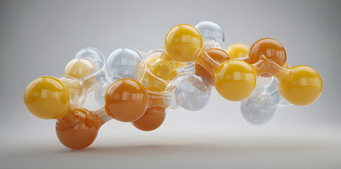 Chain of amino acid or bio molecules called protein - 3d illustration