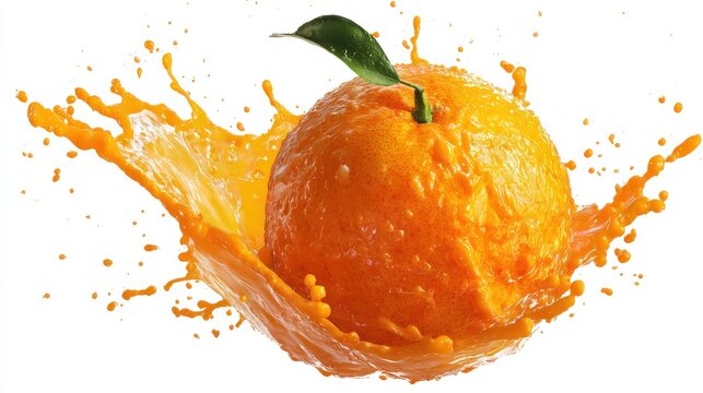 realistic orange splash isolated on white background