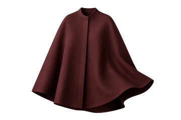 Elegant maroon women's cape isolated on a clean transparent background