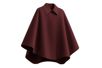 Elegant burgundy cape or poncho, isolated on a clean transparent background.
