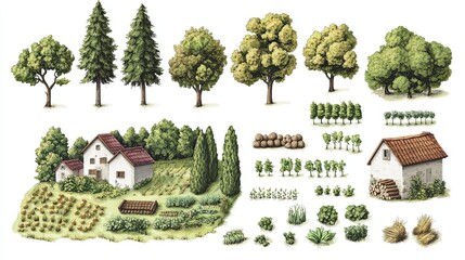 Sustainable farming on a white background, perfect for organic agriculture, green farming practices, and eco-friendly food production.