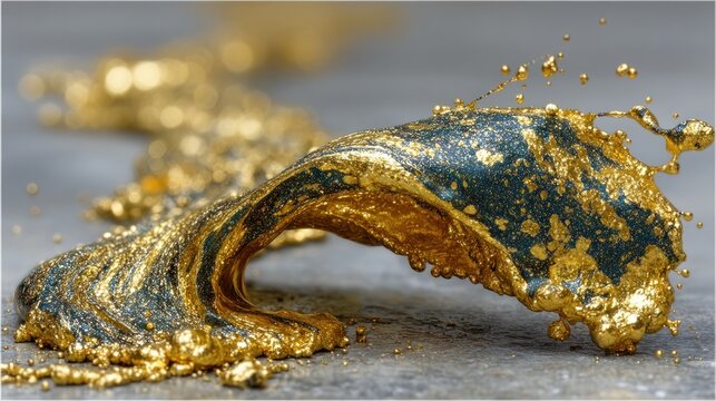 Golden Wave: A mesmerizing abstract of liquid gold