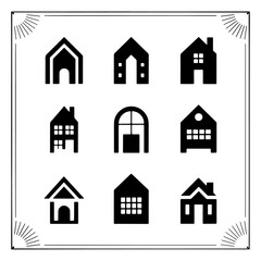 Simple set of house icons in different styles