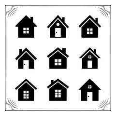 Simple set of house icons in different styles