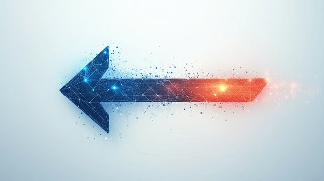 Technology arrow symbol on white background, futuristic and digital-inspired directional icon ideal for high-tech branding, UI, and infographics.